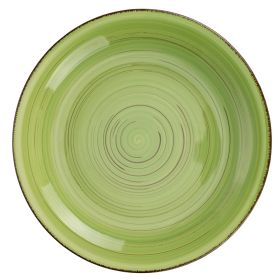 Piatto piano verde in stoneware