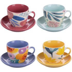 Set 4 tazze da tè con piattini 200 ml, Acquerello