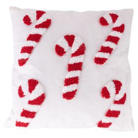 Cuscino arredo natalizio 45x45 cm, decoro bastoincini di zucchero, Candy Xmas