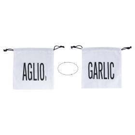 Sacchetto aglio in cotone con laccetto, double face, bianco, Bigismore