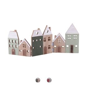 Villaggio decorativo natalizio pieghevole in legno 45,5x0,8x 18,4 cm, Xmas