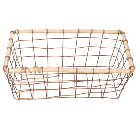 Cestino rettangolare medio 30x20 cm in ferro e legno, La Cucina