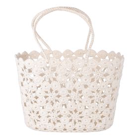 Borsa effetto uncinetto, crema, Crochet