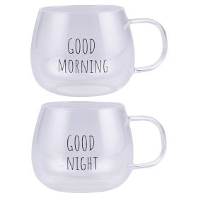 Tazza 400 ml in vetro borosilicato, Good Morning/Night