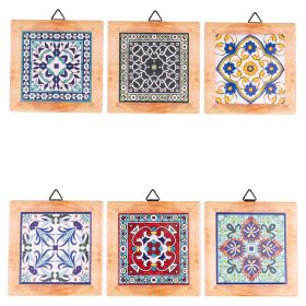 Set 6 mattonelline decorative in ceramica e sughero, Maioliche