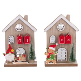 Calendario avvento in legno h. 17,5 cm, Santa's House