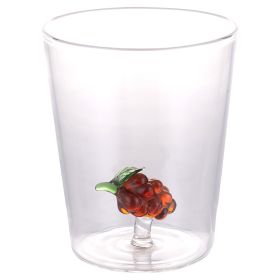 Bicchiere acqua 420 ml in vetro borosilicato, uva interna in 3D, Fruit Life