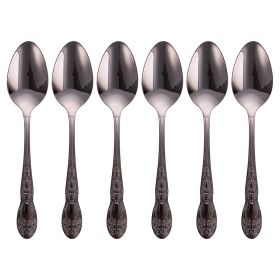 Set 6 cucchiai in acciaio inox, nero lucido, Wonderland