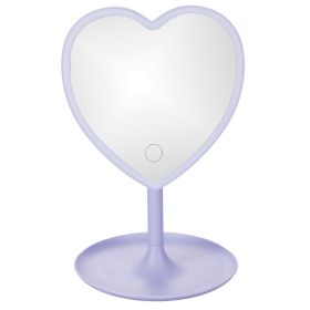 Specchio make-up cuore, con led, touch, lilla, Vanity