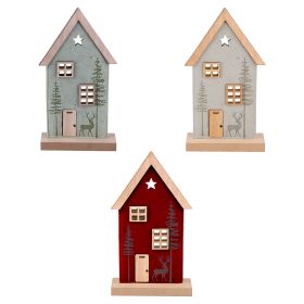 Casetta natalizia in feltro di poliestere e legno 13,5x5x25,5 cm, Xmas