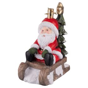 Base per albero di Natale in ossido di magnesio h. 47 cm, babbo Natale con slitta, Santa&#39;s House