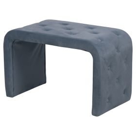 Panca arredo ad arco, rivestimento effetto velluto trapuntato, 75x40x46 cm, carta da zucchero, More