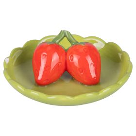 Piattino decorativo tondo in ceramica, design fragole, Fruit Life