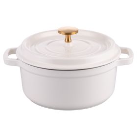Casseruola con coperchio 20 cm in ghisa smaltata, induzione, bianco, Radici Vaniglia