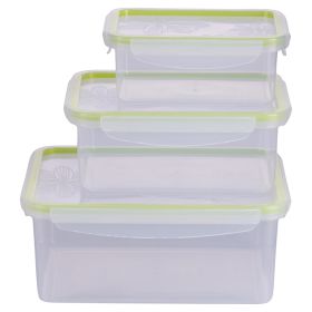 Set 3 contenitori ermetici rettangolari in plastica PP, verde, S&#236;Chef