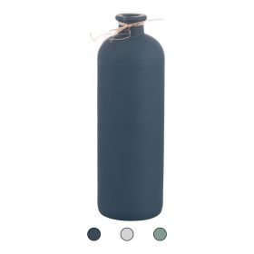 Vaso alto da arredo in vetro riciclato matt con rafia h. 33 cm, Sibilla