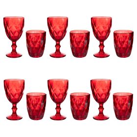 Set bicchieri acqua e calici vino da 12 pezzi, Elizabeth Red Sibilla