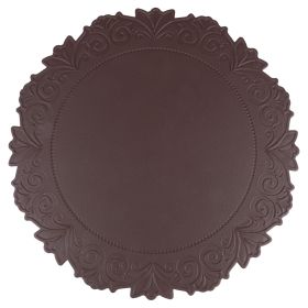 Tovaglietta tonda mocha mousse, decoro floreale