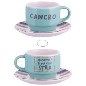 Tazzina caffè 100 ml con piattino, More Amor Cancro