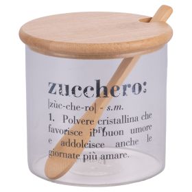 Zuccheriera 500 ml in vetro, coperchio e cucchiaino in bambù, Victionary
