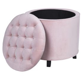 Pouf contenitore multiuso, rosa cipria, Sibilla