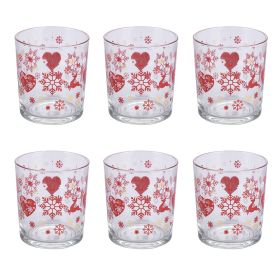 Set 6 bicchieri acqua natalizi in vetro 265 ml, Carousel Sibilla
