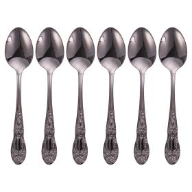 Set 6 cucchiaini in acciaio inox, nero lucido, Wonderland