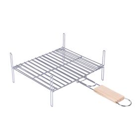 Graticola 25x30 cm in acciaio cromato e legno, BestBQ