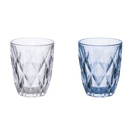 Set 2 bicchieri acqua 340 ml, trasparente e blu, Celine Sibilla