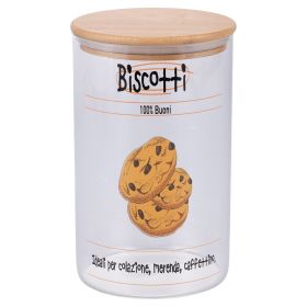 Biscottiera 1L in vetro borosilicato, coperchio in bambù, SìChef