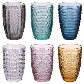 Set 6 bicchieri bibita 400 ml in vetro colorato, Geometrie