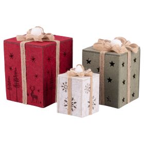 Set 3 pacchi regalo decorativi natalizi in feltro di poliestere, Xmas