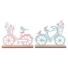 Bicicletta decorativa in metallo, base in legno