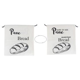 Sacchetto pane in cotone con laccetto, double face, avorio, La Cucina
