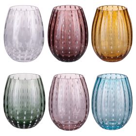 Set 6 bicchieri acqua 525 ml in vetro lavorato, Shiraz Color