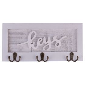 Portachiavi da muro 3 ganci in legno MDF 36x2,2x17 cm, Sibilla