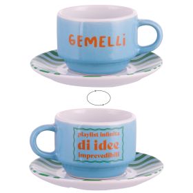 Tazzina caffè 100 ml con piattino, More Amor Gemelli