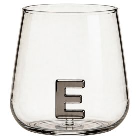 Bicchiere 420 ml in vetro borosilicato, lettera E interna in 3D, Monogram
