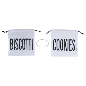 Sacchetto biscotti in cotone con laccetto, double face, bianco, Bigismore