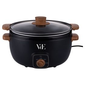 Pentola elettrica Slow cooker 240W, inserti effetto legno