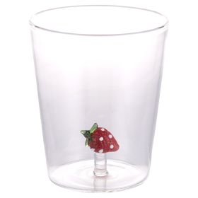 Bicchiere acqua 420 ml in vetro borosilicato, fragola interna in 3D, Fruit Life