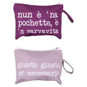 Pochette in tessuto, decoro con scritta, S.P.Q.eRe