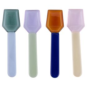Set 4 cucchiaini dessert bicolor in vetro borosilicato, Glass