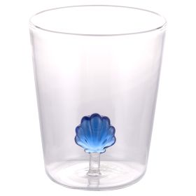 Bicchiere acqua 420 ml in vetro borosilicato, conchiglia interna in 3D, Ocean