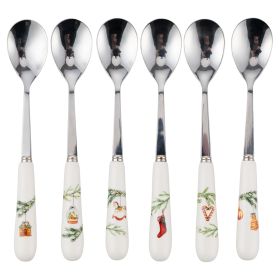 Set 6 cucchiaini dessert in acciaio inox e ceramica