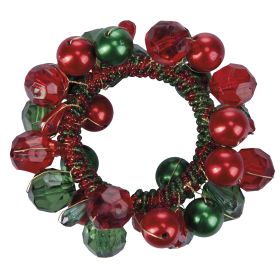 Porta tovagliolo ad anello con perline, verde e rosso, Jingle Bells