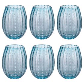 Set 6 bicchieri acqua 525 ml in vetro lavorato, Shiraz Ocean