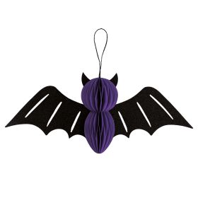 Pipistrello decorativo 3D in carta con chiusura in velcro h. 11 cm, Halloween