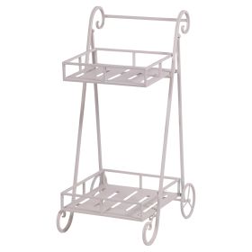 Carrello portavasi 2 ripiani in ferro battuto  42x38x79 cm, crema, Est&#233;