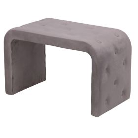 Panca arredo ad arco, rivestimento effetto velluto trapuntato, 75x40x46 cm, grigio, More Amor